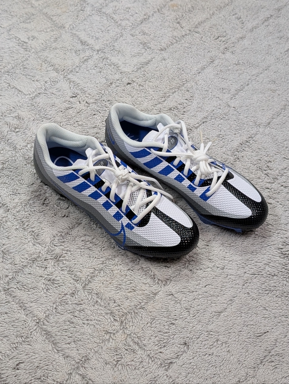 Nike Vapor Edge Speed 360 Black Game Royal Football Cleats Mens 8.5 DQ5110-041